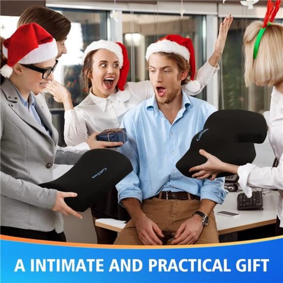 Memory foam seat cushion lumbar support pillow chair car travel wheelchair black - Picture 2 of 7